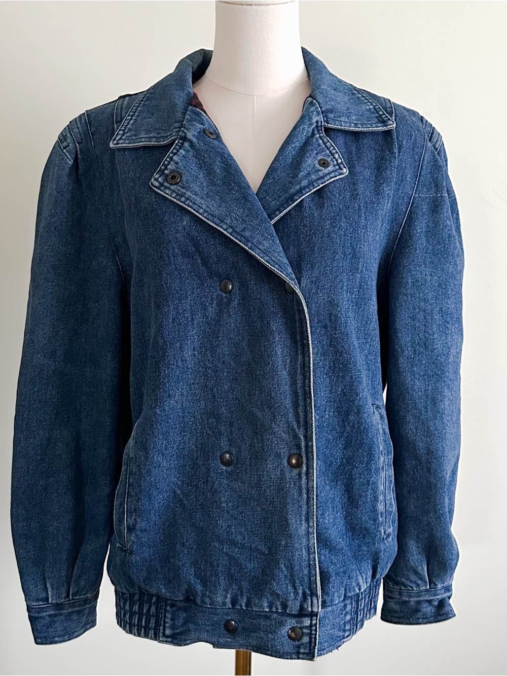 90s Vintage Double breasted Classic Blue Denim Jacket